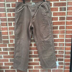 CE Schmidt Workwear Carpenter Pant Mens Sz 40 Brown Canvas Flannel Lined Rugged